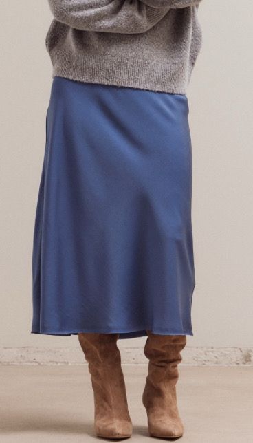 Blue Dusk Satin Mermaid Skirt