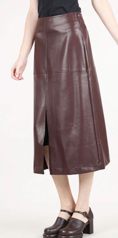 Plum Vegan Leather Pencil Skirt