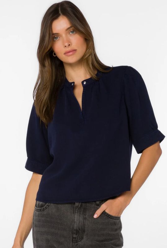 Navy Puff Sleeve Top