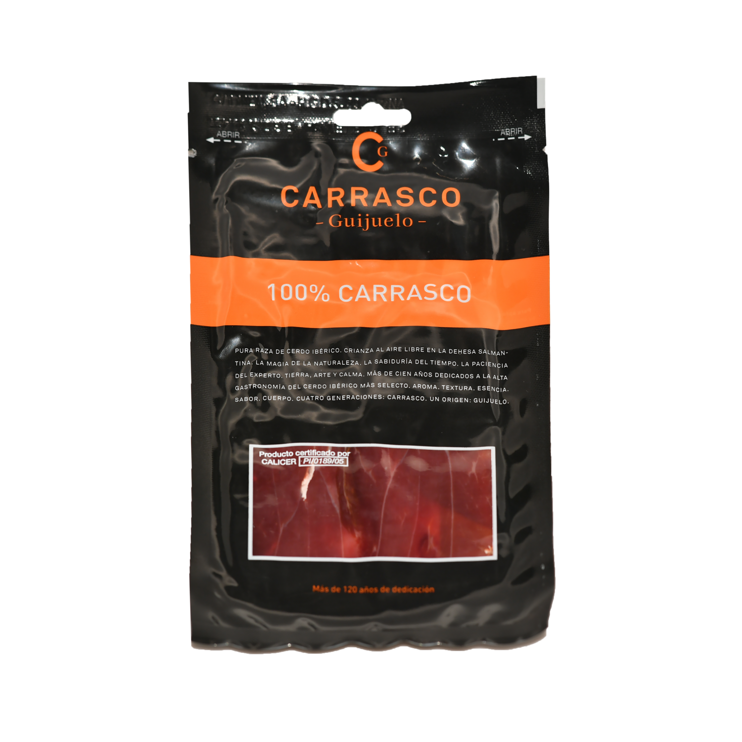 Jamon 100% Iberico de Bellota Guijuelo Premium Carrasco Hand Carved 80g Pack Jamon 100% Iberico de Bellota Guijuelo Premium Carrasco Hand Carved 80g Pack