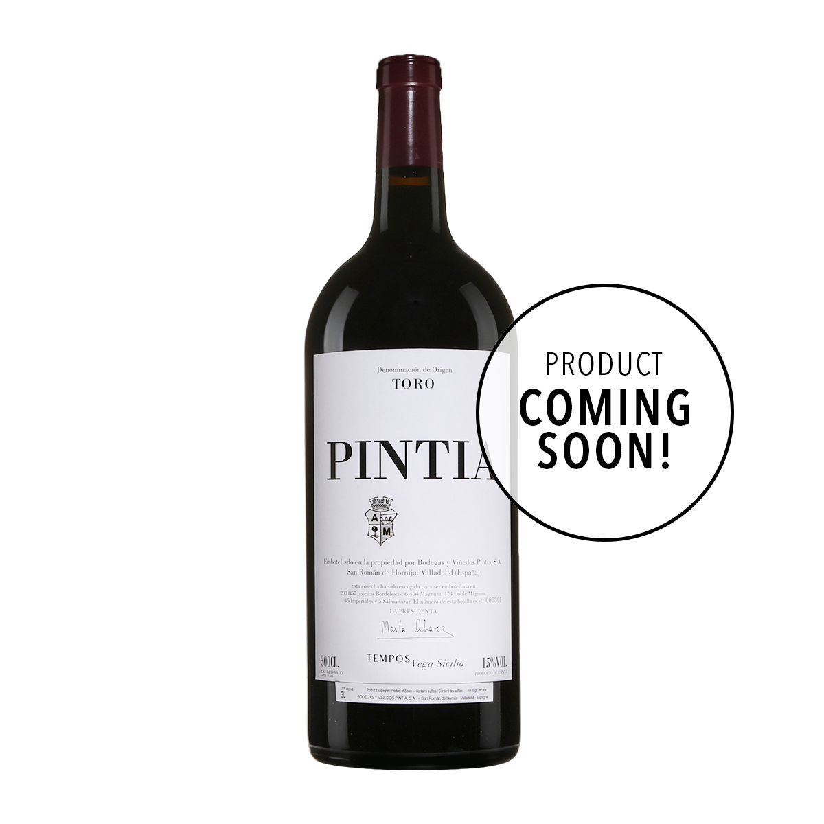 Tempos Vega Sicilia Pintia 2020 3L (Double Magnum Bottle) (Coming Soon)