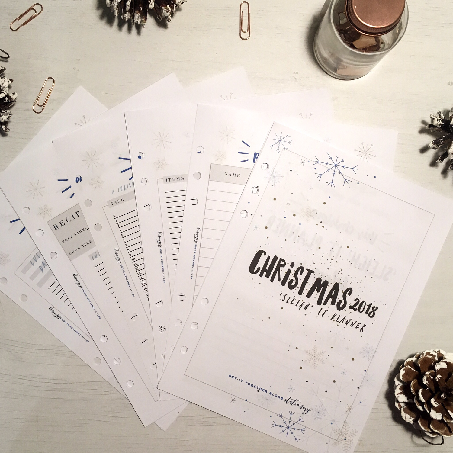 Christmas 2018 'Sleigh' it A5 Planner Inserts - 36 pages