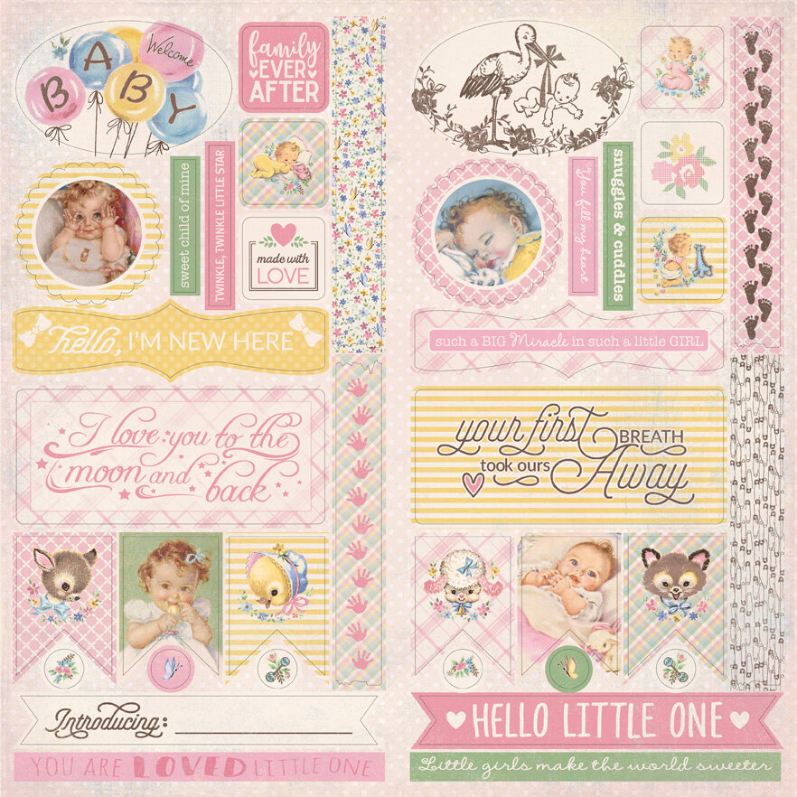 Authentique Paper - Swaddle Girl Collection - Elements