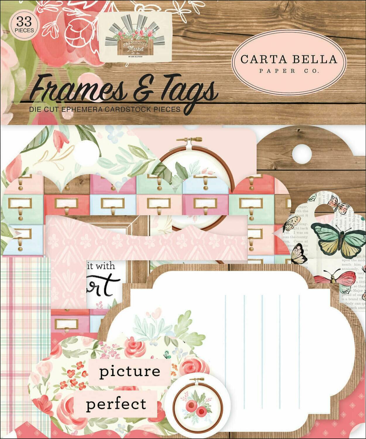 Carta Bella Cardstock Ephemera 33/Pkg Frames & Tags Farmhouse Market