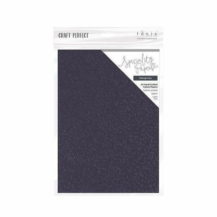 Craft Perfect - Hand Crafted Cotton Paper - Midnight Sky - A4(5/PK) - 9885e