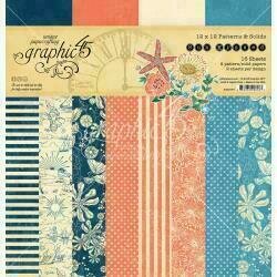 Graphic 45 Double-Sided Paper Pad 12"X12" 16/Pkg Sun Kissed 8 Designs/2 Each patterns and solids