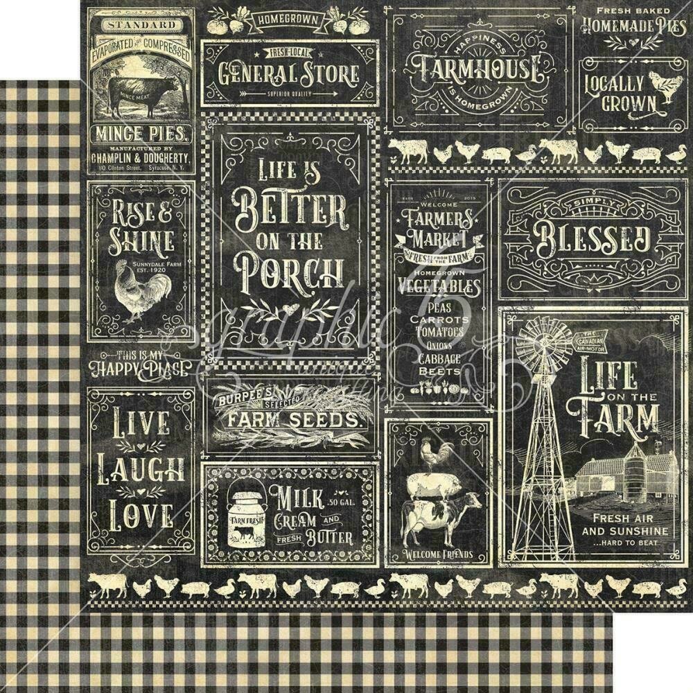 Graphic 45 Farmhouse Double-Sided Cardstock 12"X12" General Store