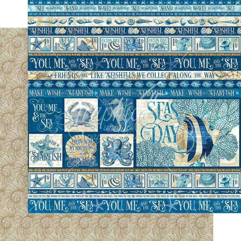 Graphic 45 Ocean Blue Double-Sided Cardstock 12"X12"Corfu