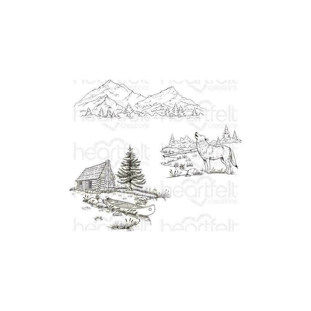 Heartfelt Creations Cling Rubber Stamp Set Create A 'scape Backcountry