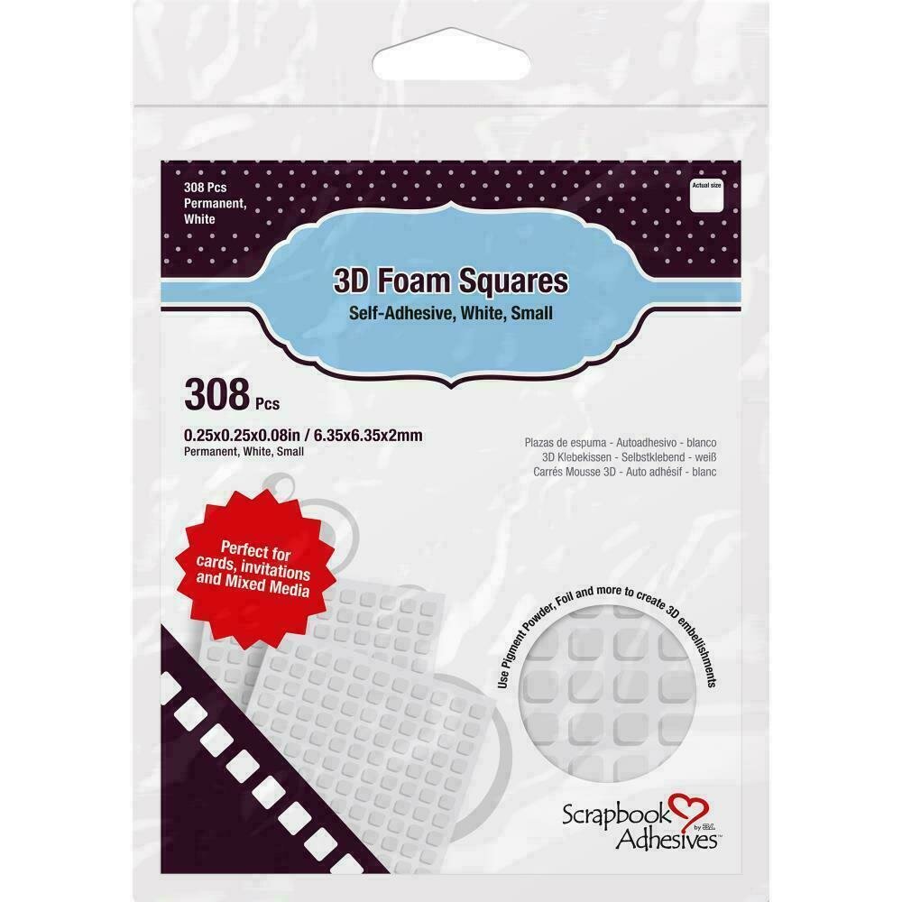 Scrapbook Adhesives 3D Self-Adhesive Foam Squares 308/PkgWhite .25"X.25"