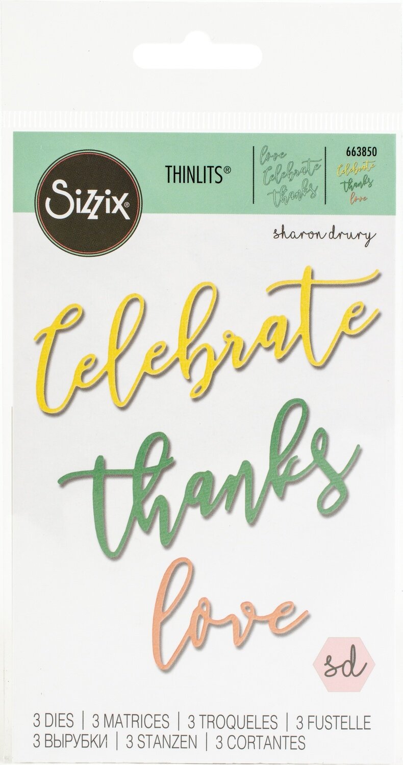 Sizzix Thinlits Dies By Sharon Drury 3/Pkg-Occasion Phrases
