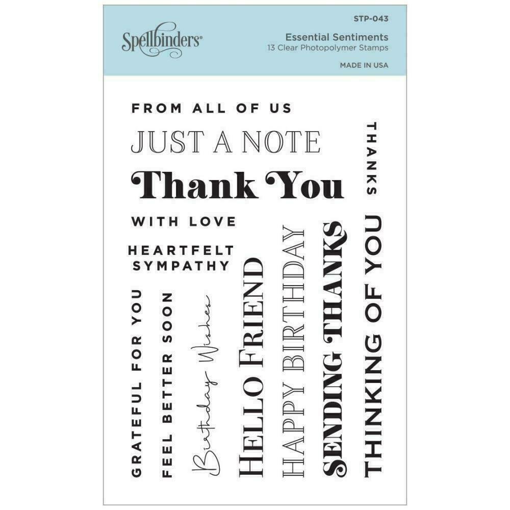 Spellbinders Clear Acrylic Stamps Essential Sentiments