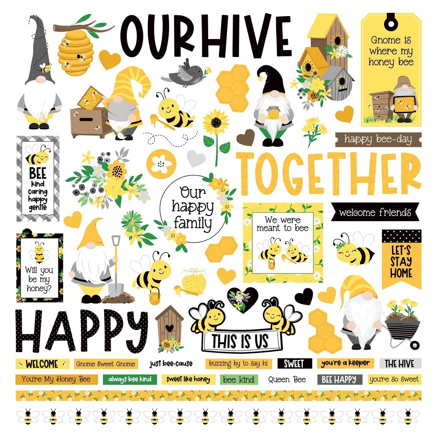Sweet As Honey Stickers 12"X12"-Elements