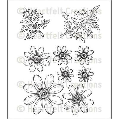 Heartfelt Creations Cling Rubber Stamp Set 5"X6.5" Delightful Daisies