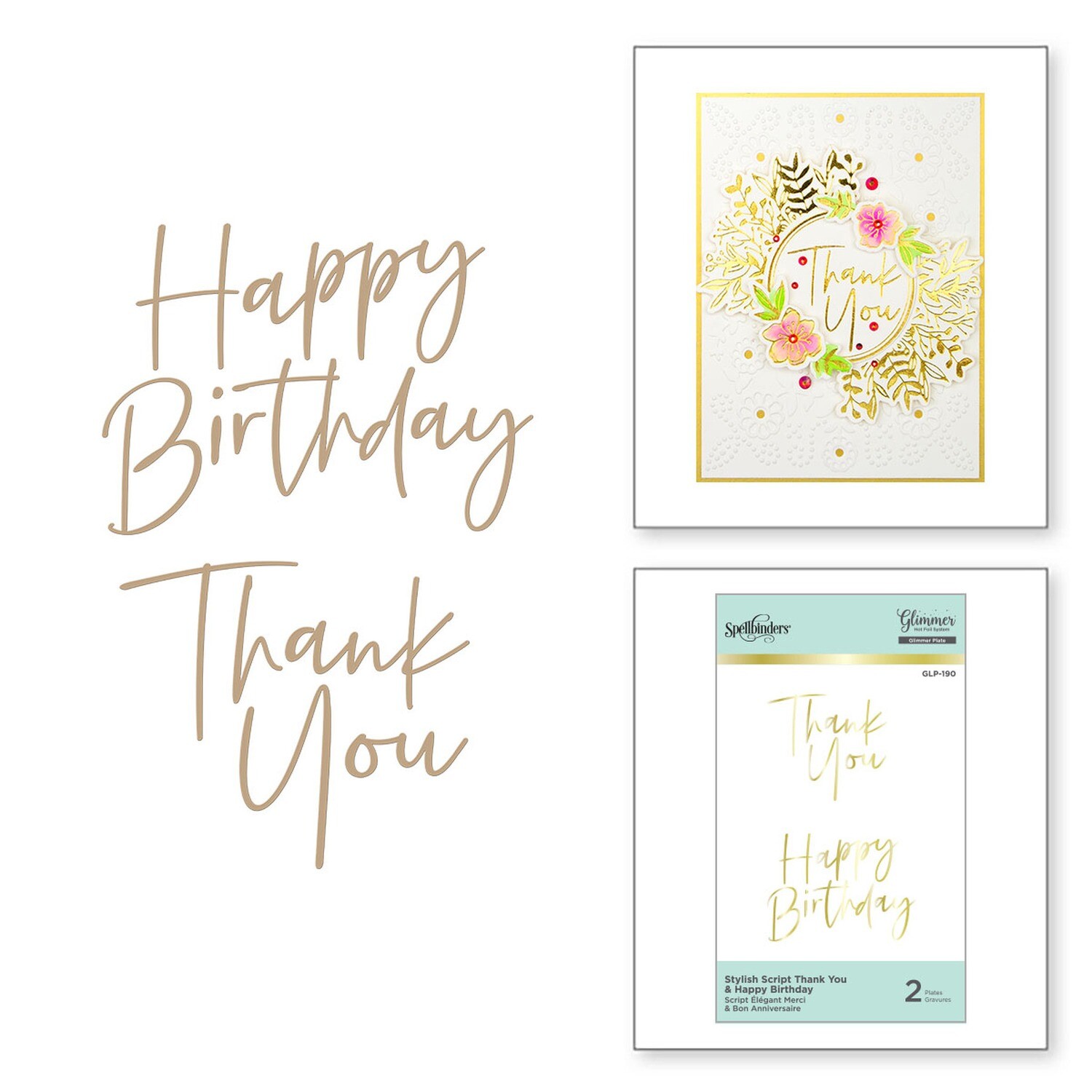 Spellbinders Glimmer Hot Foil Plate - Thank You & Happy Birthday