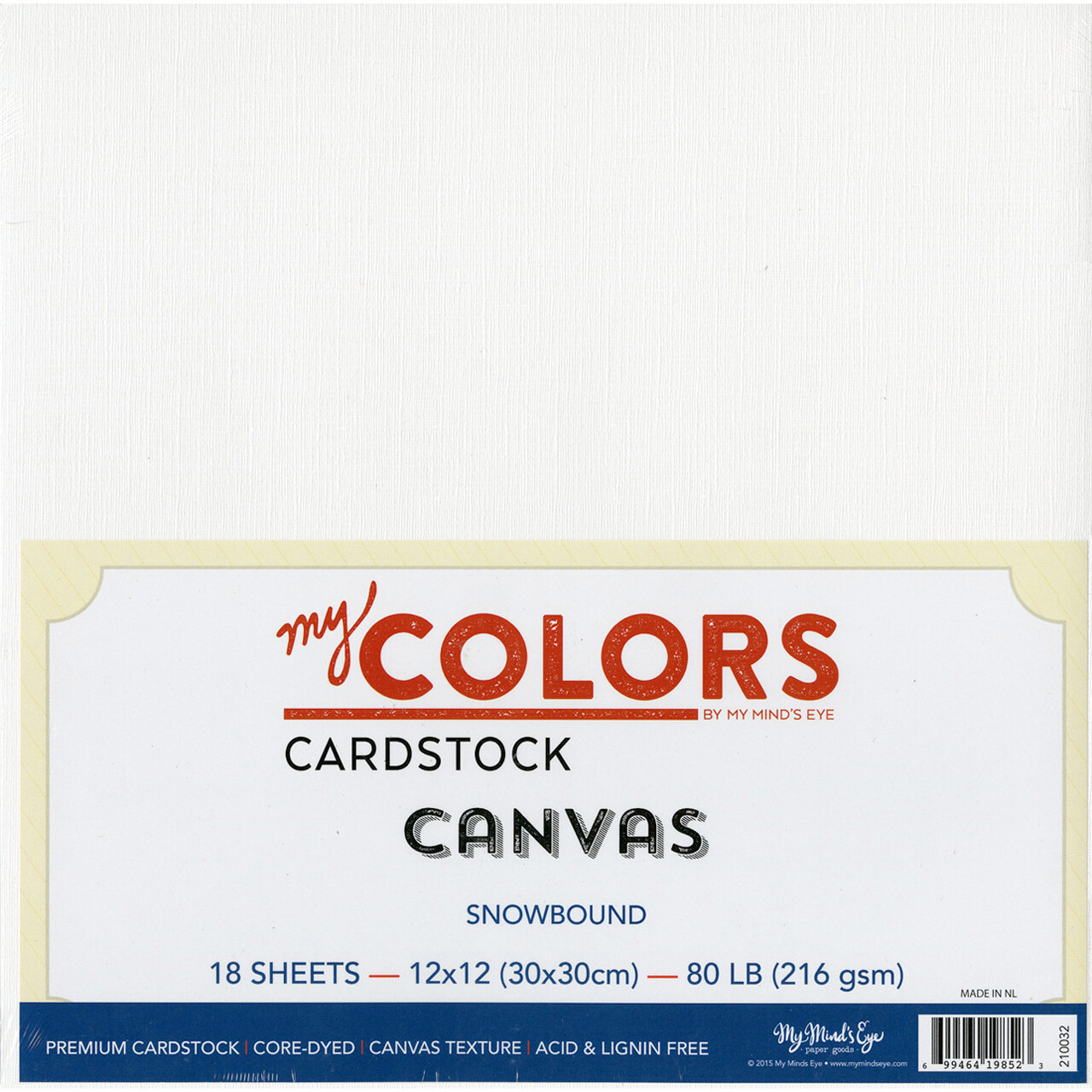 My Colors Canvas Cardstock 12x12 18 Pck - Snowbound