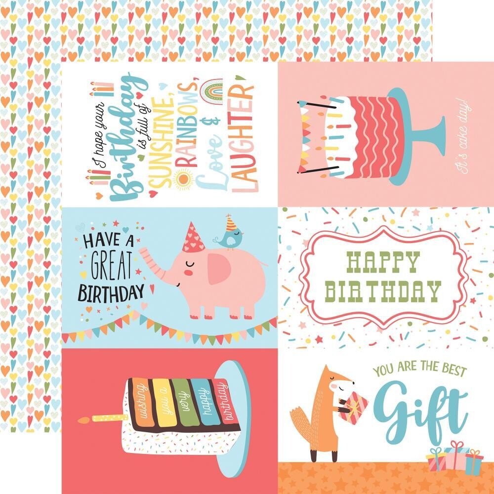 Echo Park Birthday Girl 12 X 12 Sheet - 6 X 4 Journaling Cards