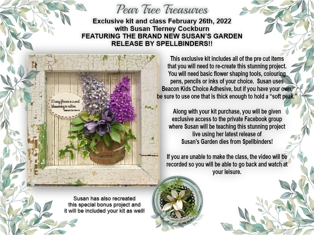 Susan Tierney Cockburn exclusive Pear Tree Treasures kit and class!