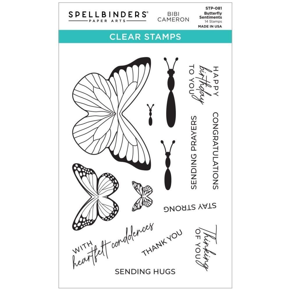 Spellbinders Bibi Cameron Clear Stamps - Butterfly Sentiments