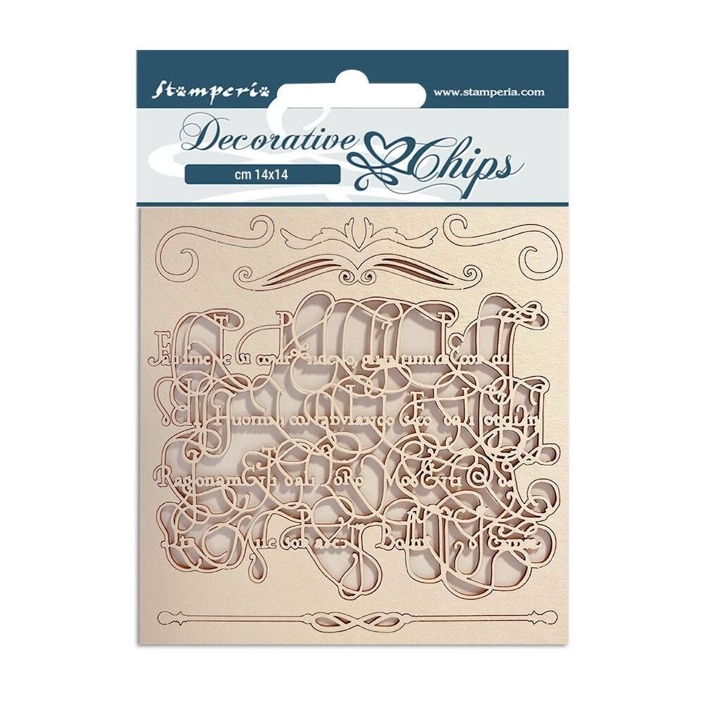 Stamperia Decorative Chips - Romantic Garden House Calligraphy