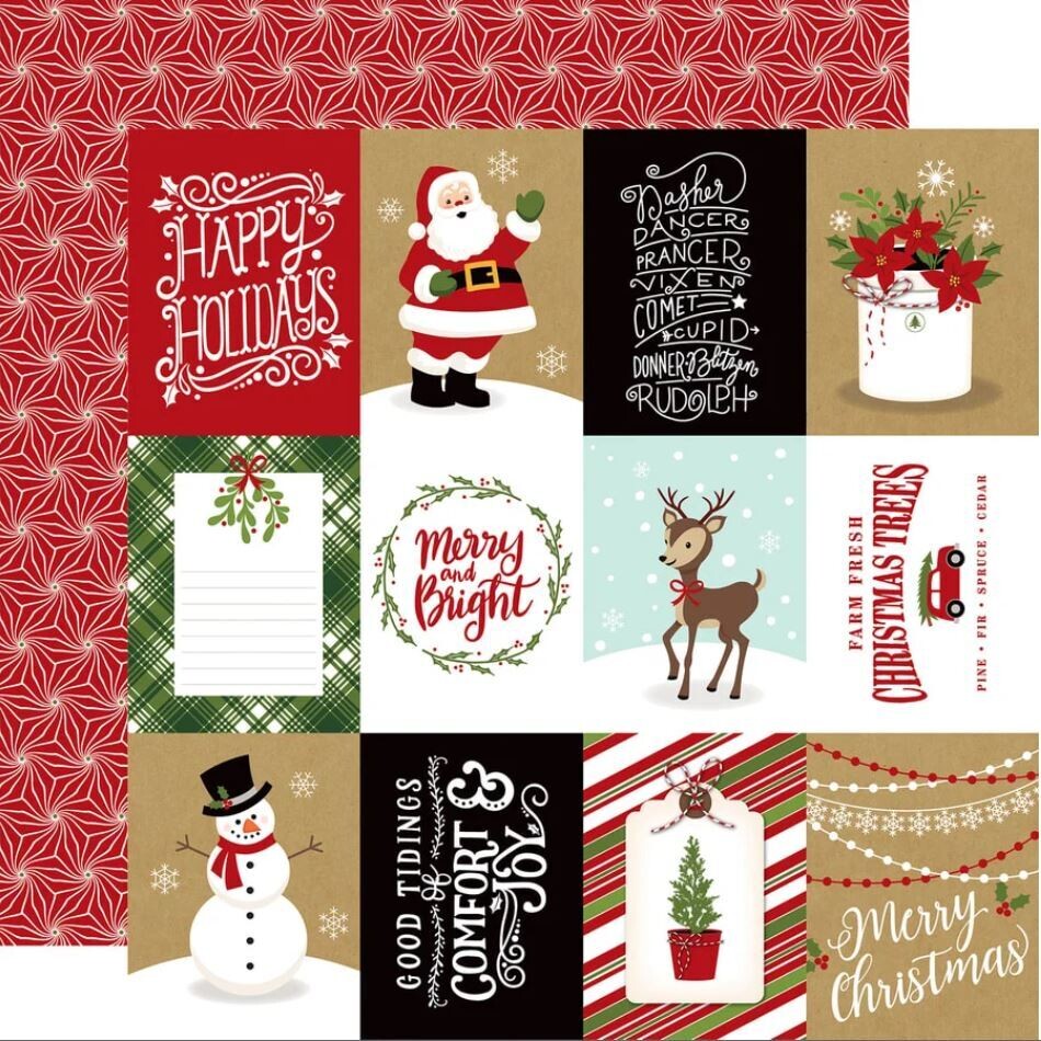 Echo Park Celebrate Christmas 12" X 12" Sheet - 3 X 4 Journaling Cards