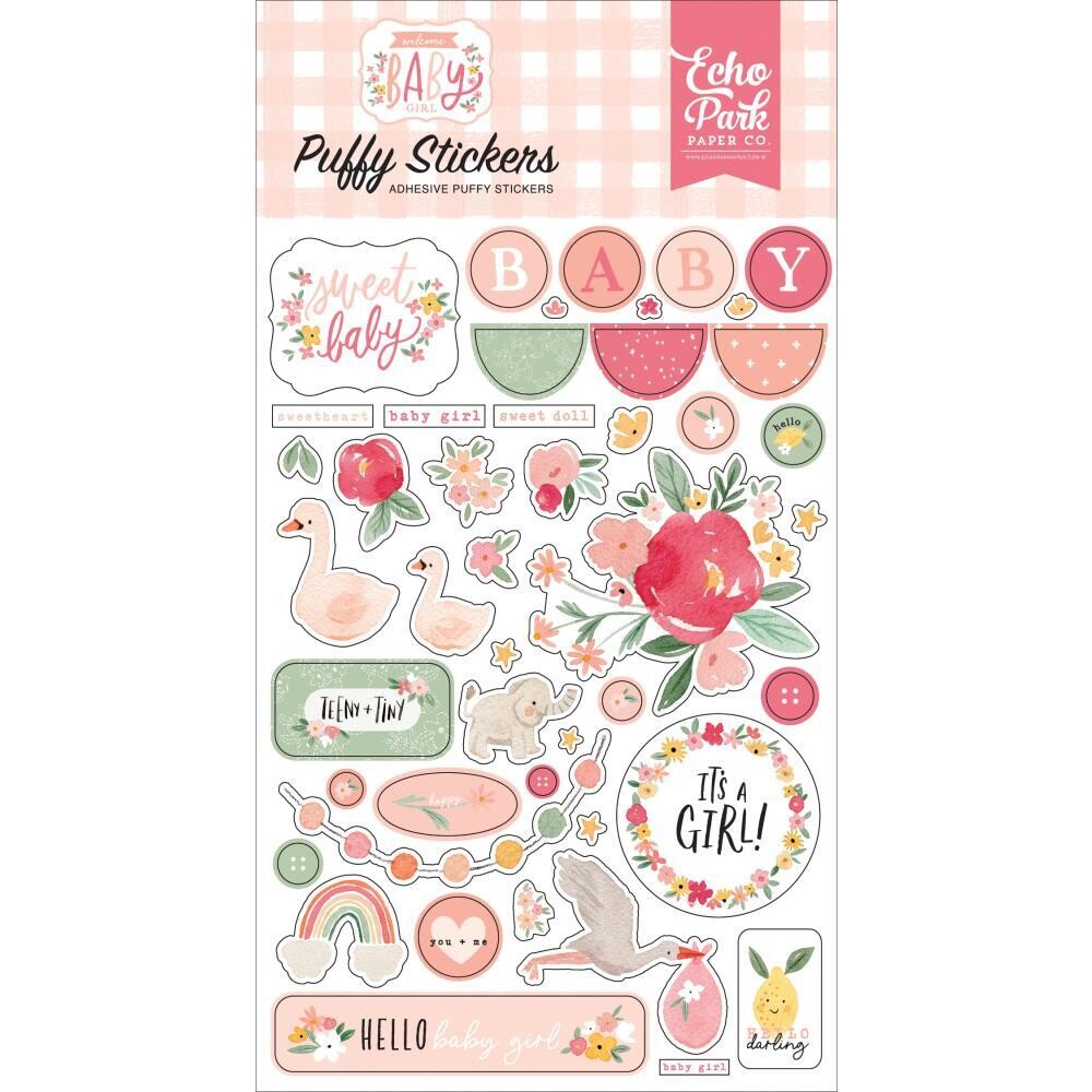 Echo Park Welcome Baby Girl Puffy Stickers