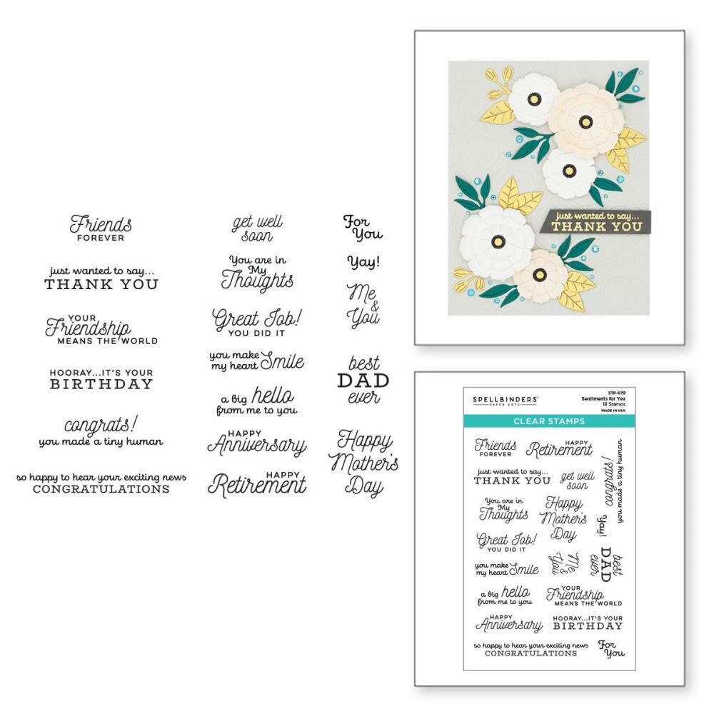 Spellbinders Clear Stamps - Sentiments for You