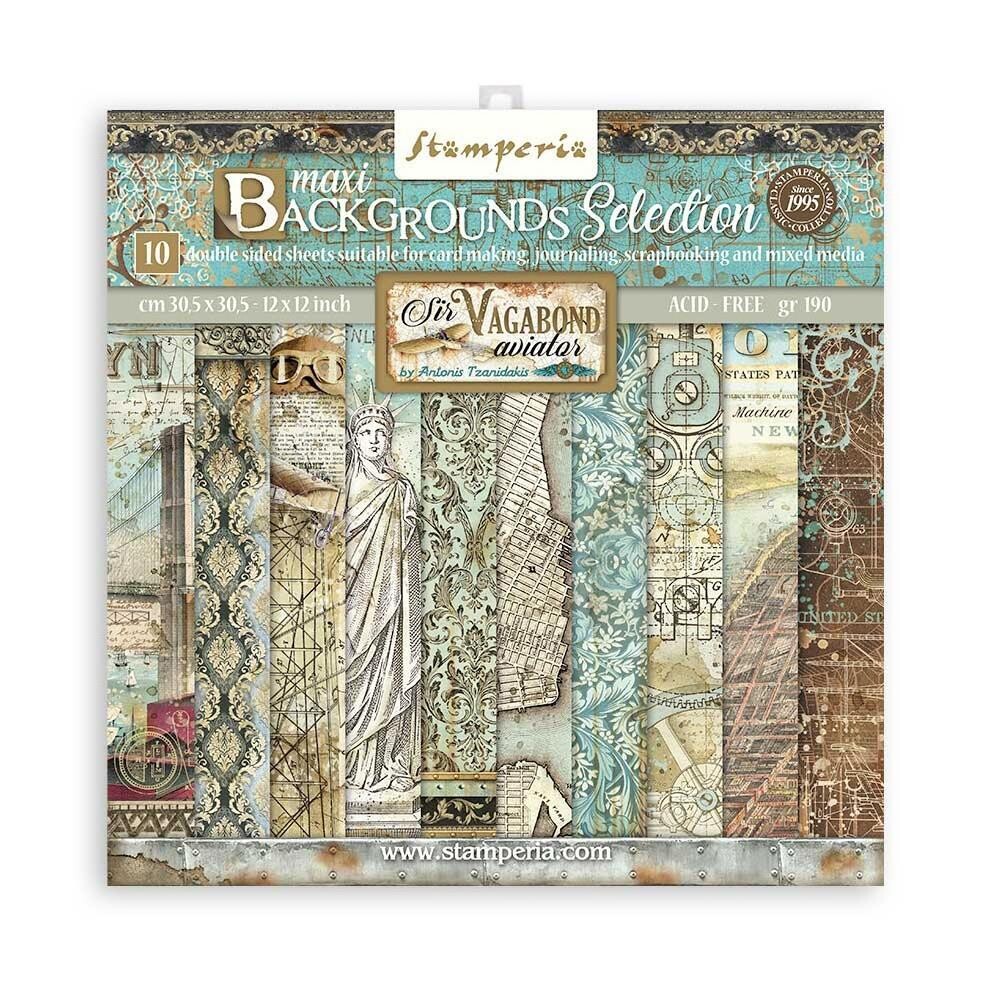 Stamperia 12" X 12" Collection Pack - Sir Vagabond Aviator Backgrounds Selection