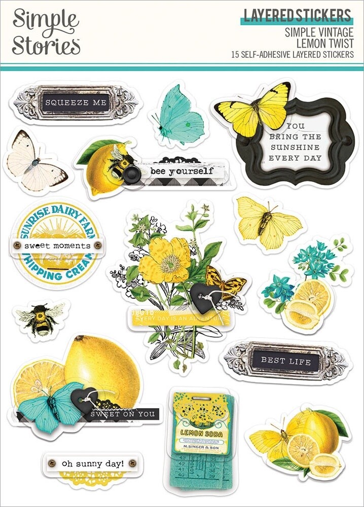 Simple Vintage Lemon Twist Layered Stickers 15/Pkg