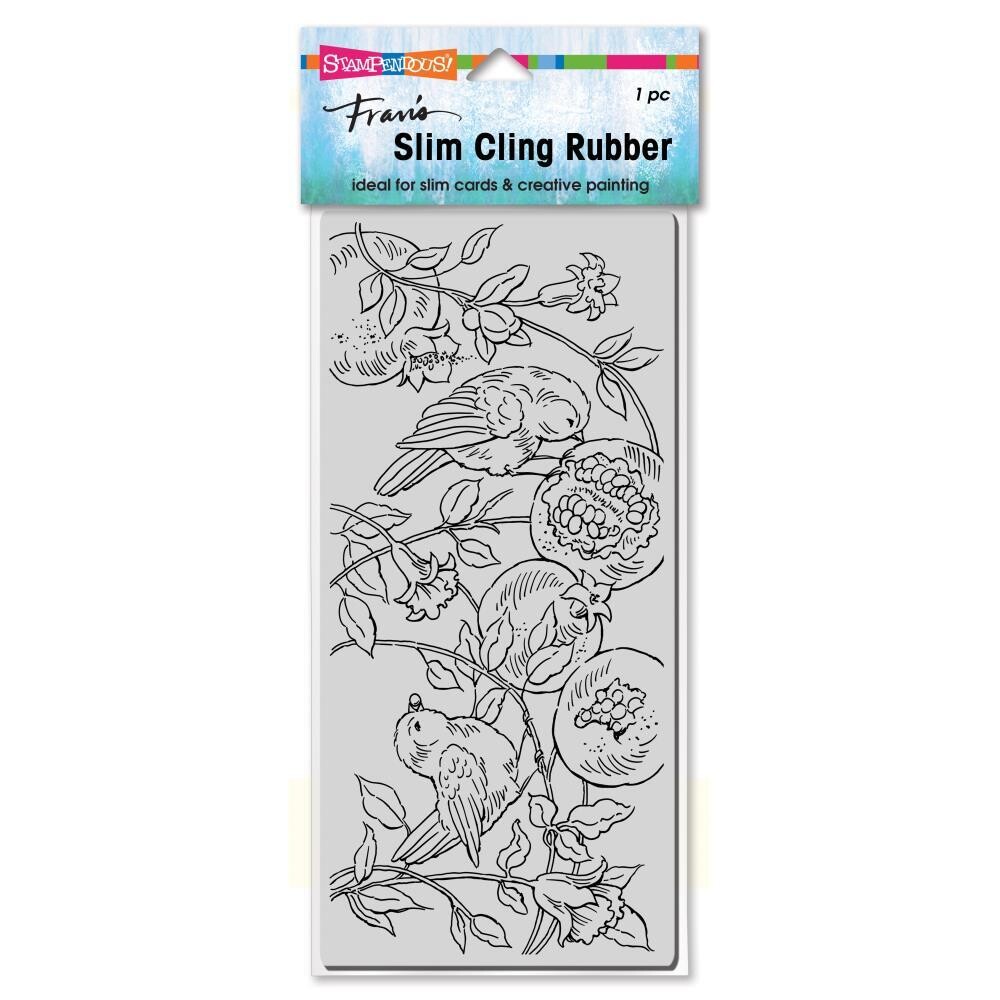 Stampendous Slim Cling Rubber Stamp - Pomegranate Birds