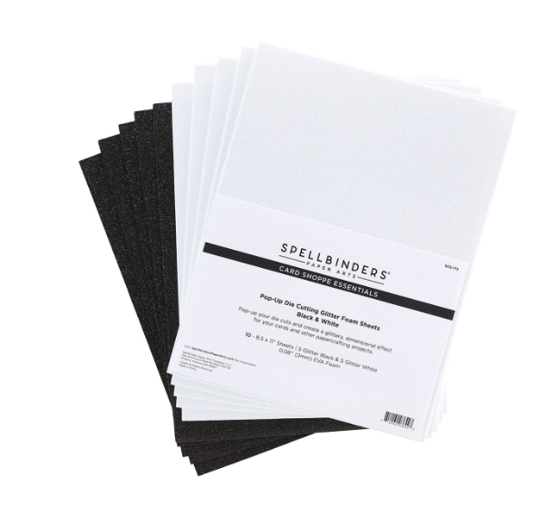 Spellbinders Pop-Up Die Cutting Glitter Foam Sheets - Black And White 5 Of Each