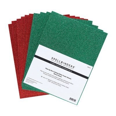 Spellbinders Pop-up Die Cutting Glitter Foam Sheets Pack - 6 Red And 4 Green