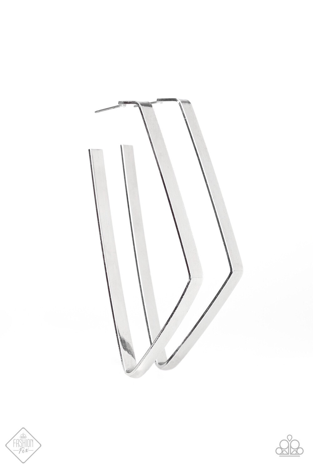 Paparazzi-Geo Jam-Silver Hoops
