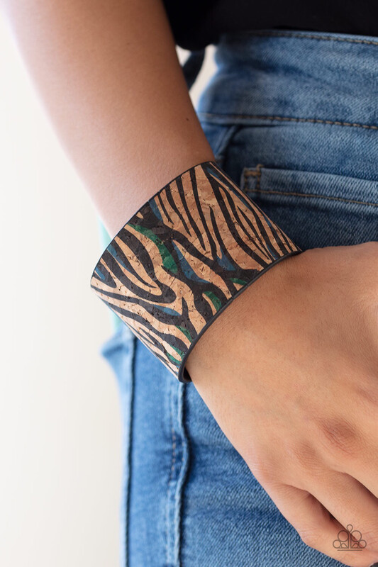 Paparazzi-Show Your True Stripes-Blue Cuff