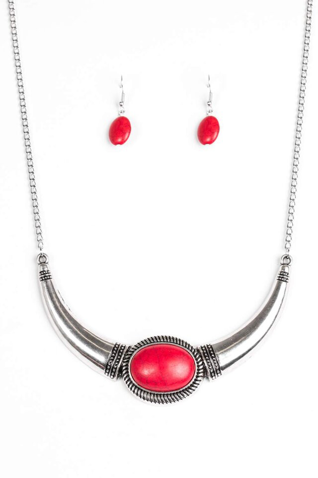 Paparazzi-Cause A Steer-Red Necklace 