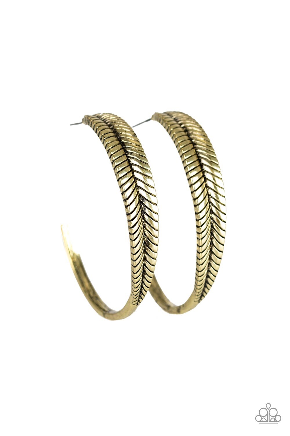 Paparazzi-Funky Feathers-Brass Hoop