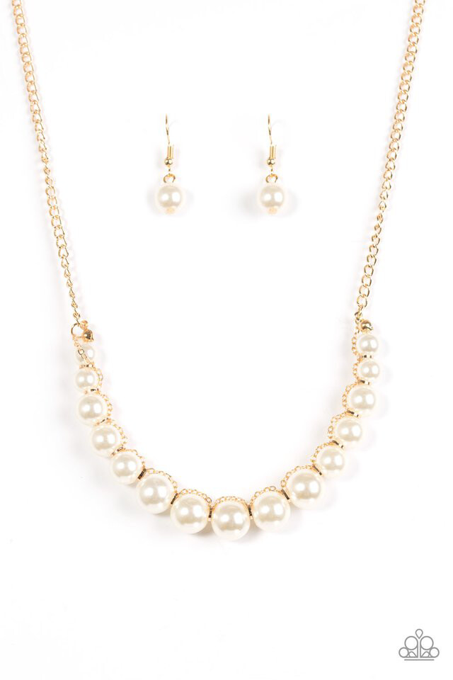 Paparazzi-The Fashion Show Must Go On Gold and White Pearl 