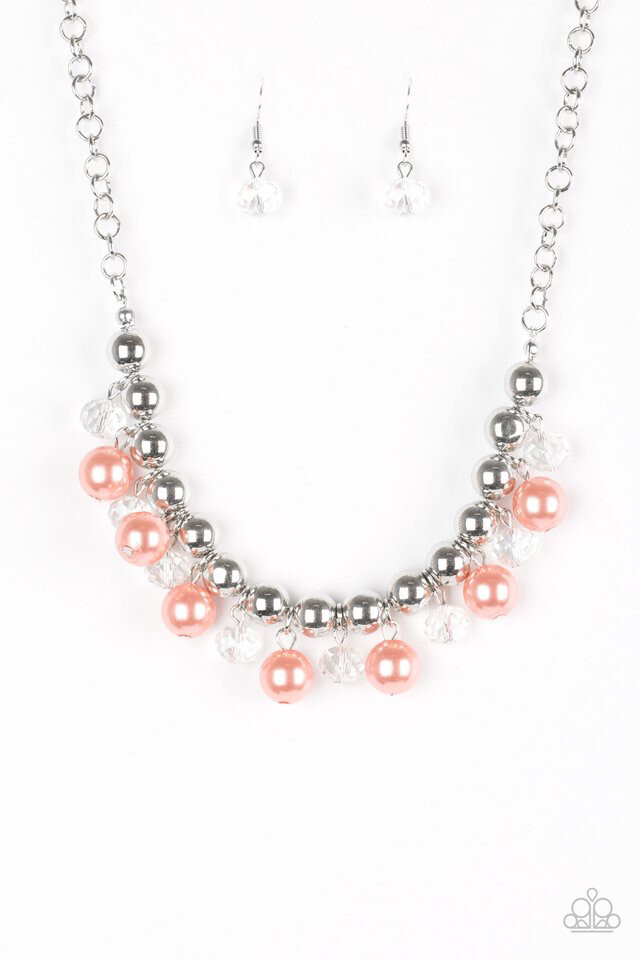 Paparazzi-Power Trip- Orange Necklace Pearls