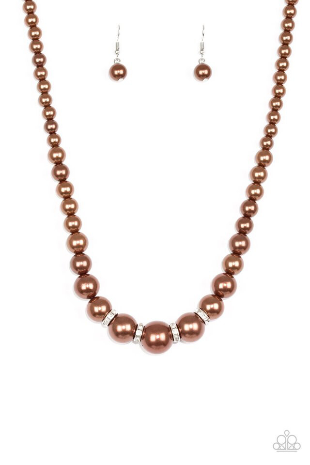 Paparazzi-Party Pearls-Brown Necklace 