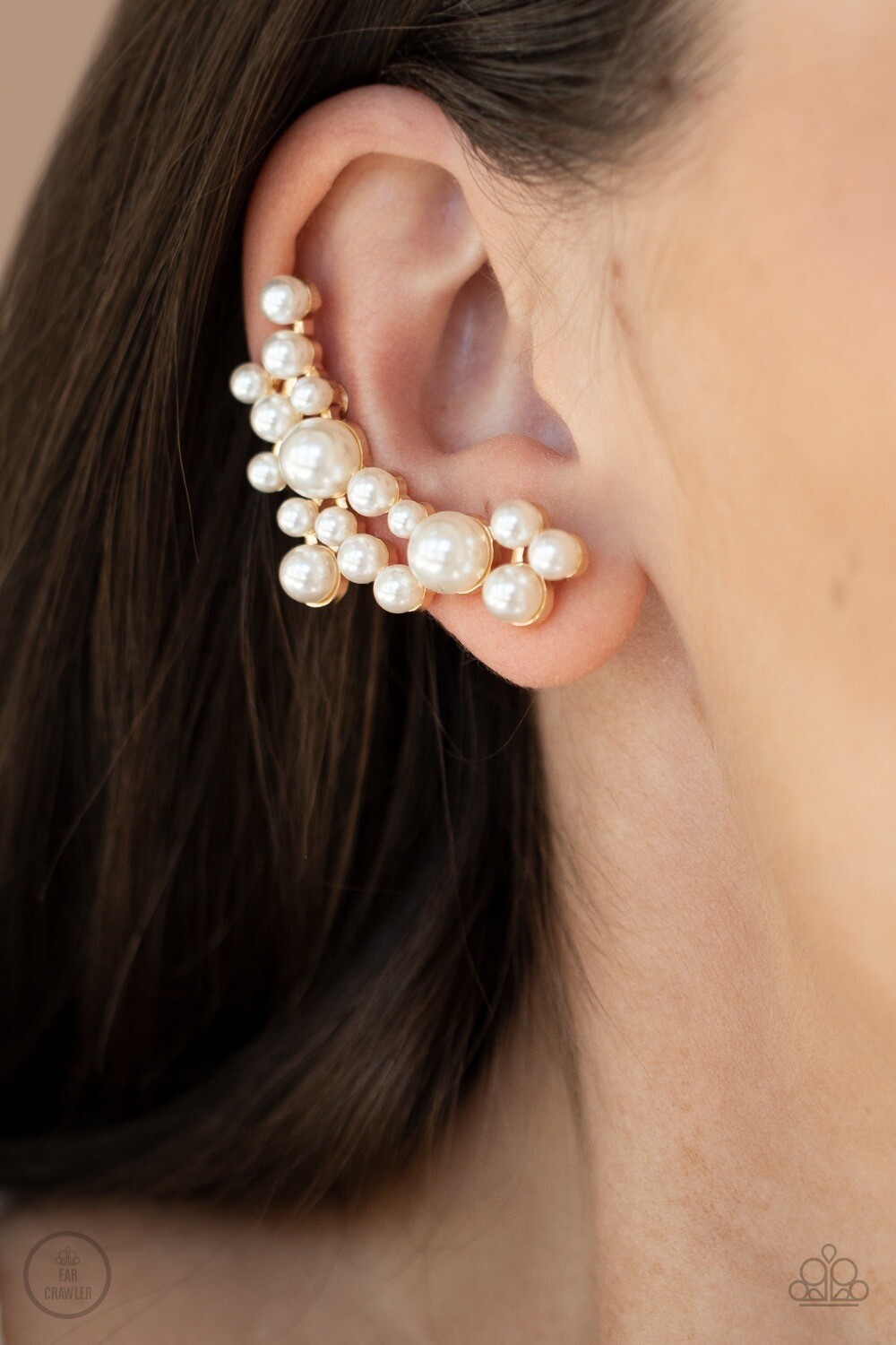 Paparazzi-Metro Makeover - Gold Pearl Ear Crawlers