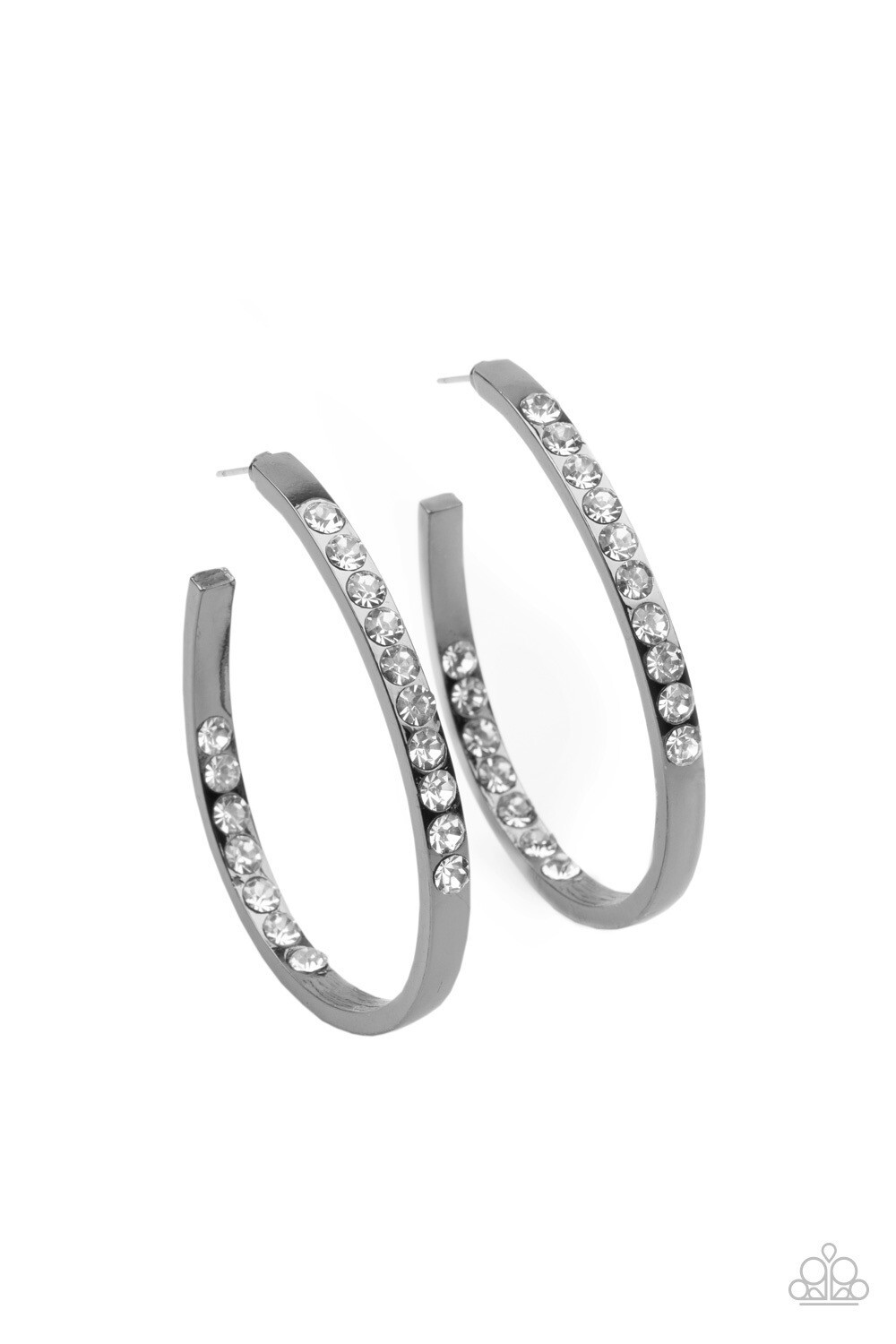 Paparazzi-Borderline Brilliance-Black Hoop Gunmetal