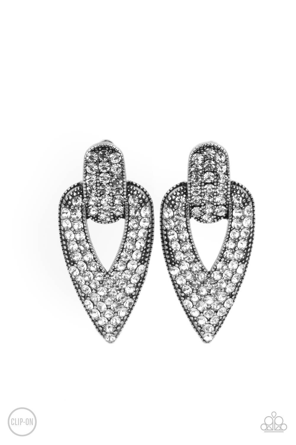 Paparazzi-Blinged Out Buckles - White Clip On