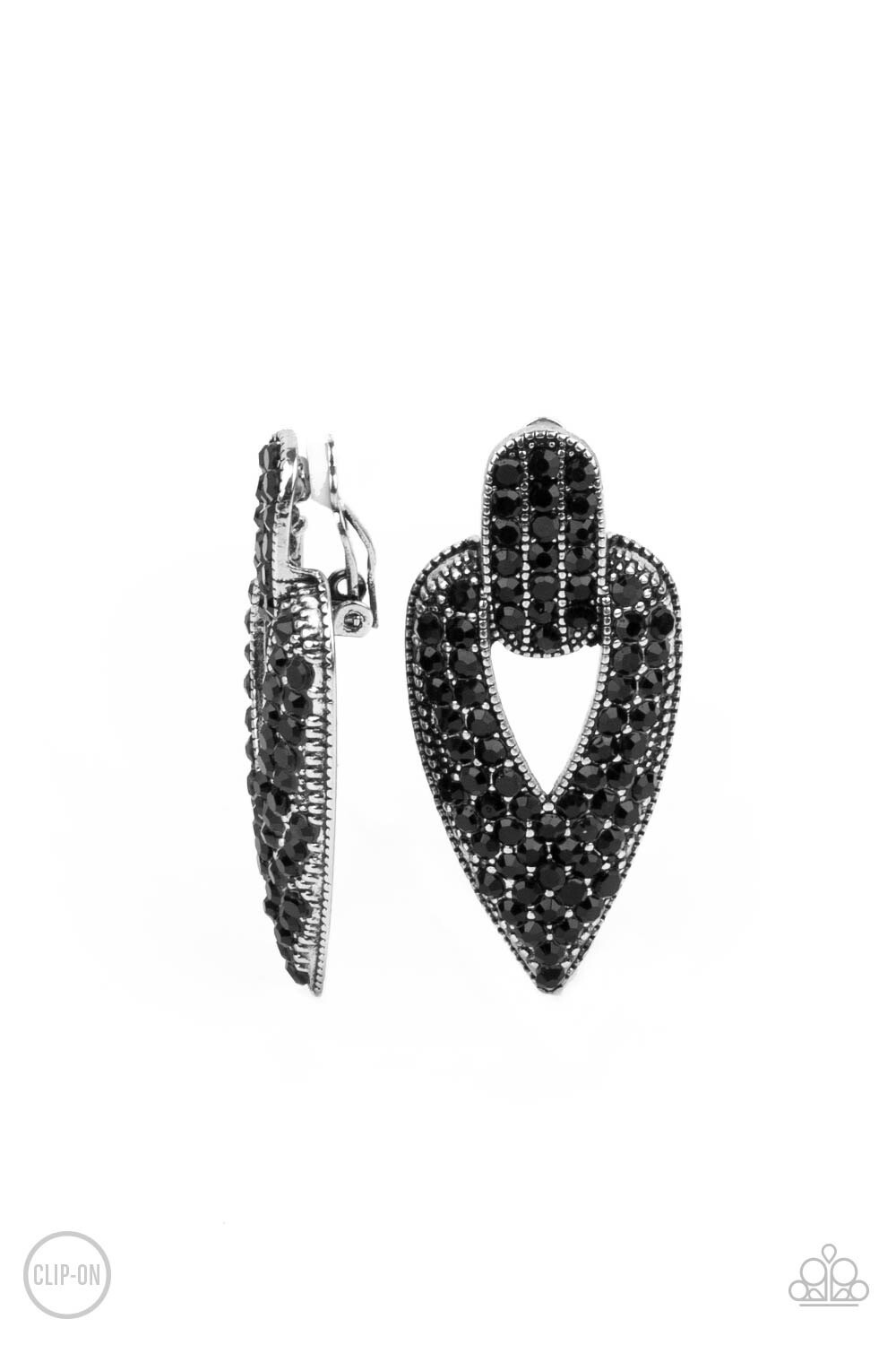 Paparazzi-Blinged Out Buckles-Black Clip On