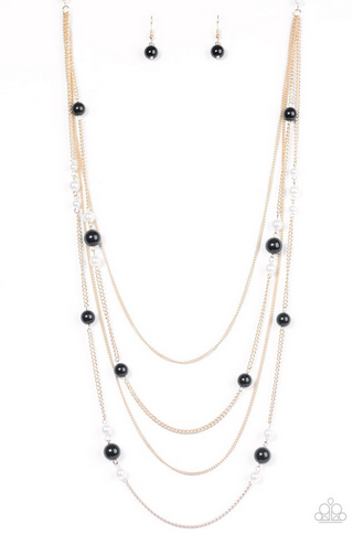 Paparazzi-Classical Refinement Gold and Silver Pearls Necklace