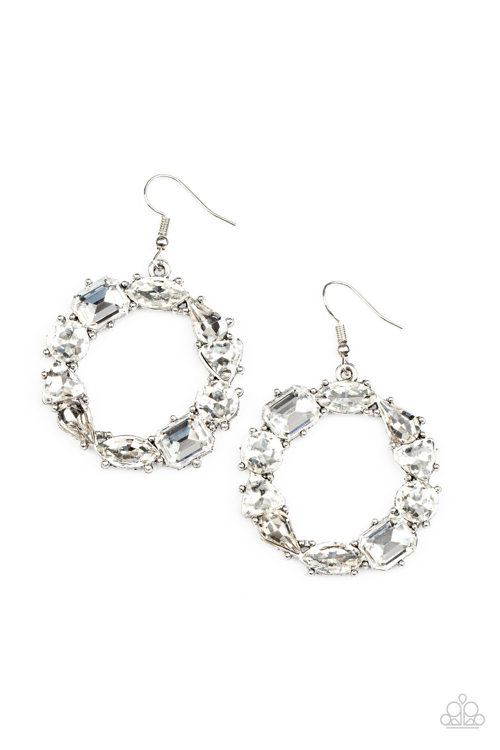 Paparazzi-GLOWING in Circles - White Earring