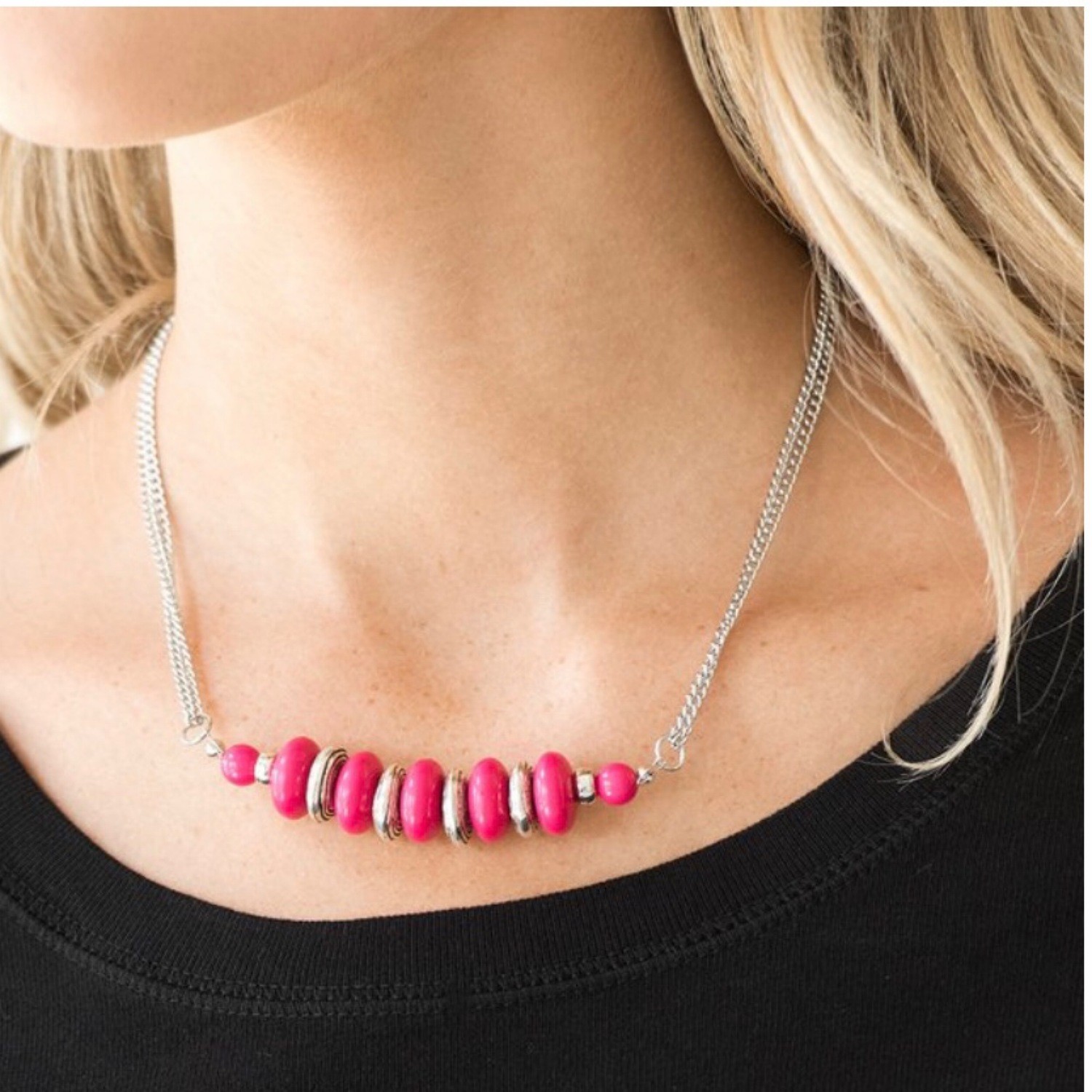 Paparazzi-On Mountain Time-Pink Necklace 