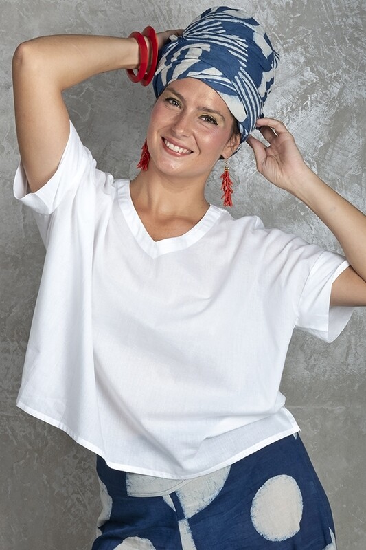 BLOUSE - CATANIA - WHITE  - BLUE