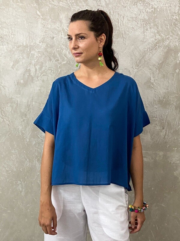 BLOUSE - CATANIA - WHITE  - BLUE