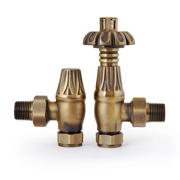 Ornate Thermostatic Angle Valve in Old Brass finish