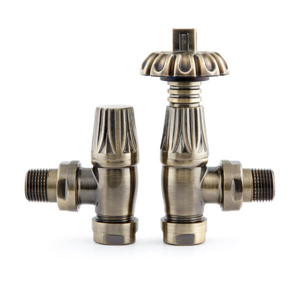 Ornate Thermostatic Angle Valve in Antique Brass finish